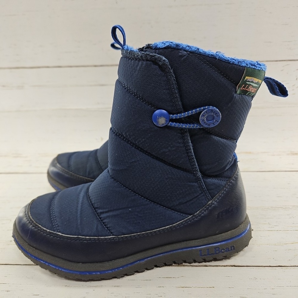 LL Bean Tek Youth Size 2 Navy Blue Winter Snow Boots Insulated Waterproof 505698